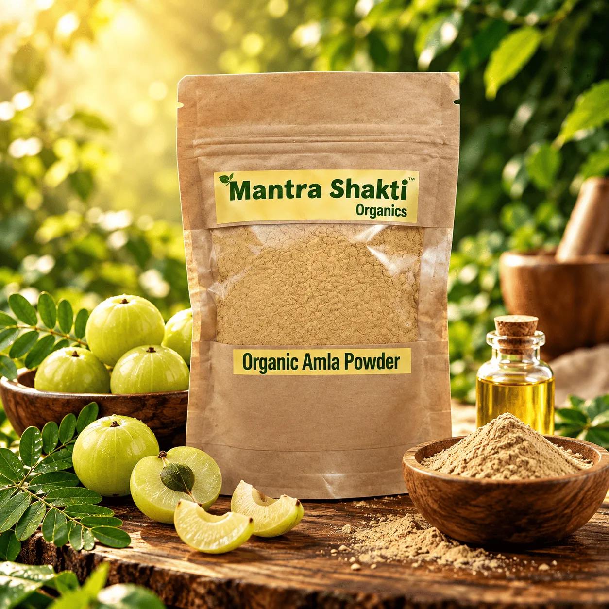 MantraShakti Organic Amla Powder, shade-dried Indian gooseberry, 100 g pack